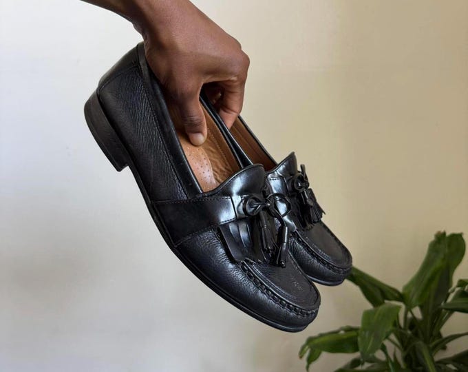 Vintage Giorgio Brutini unisex black minimalist loafter flat size M9 W10