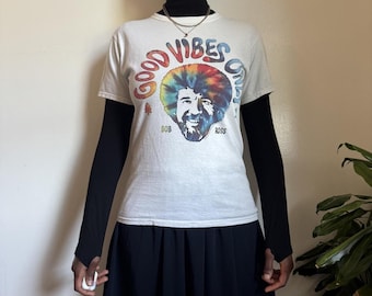 Vintage Bob Ross 'Good Vibes Only' tie-dye graphic T-shirt - S