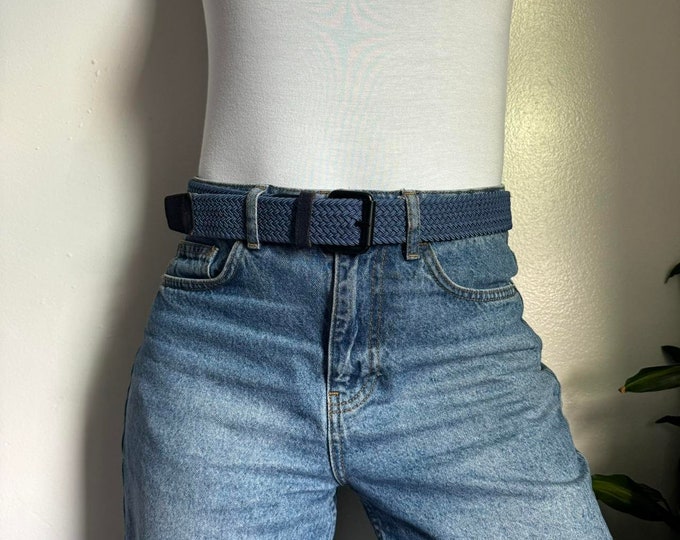 Vintage blue Oxford leather braided belt