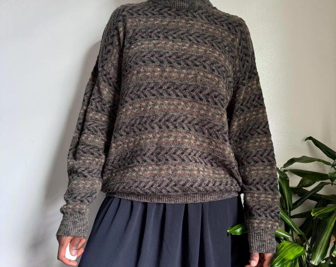 Vintage grunge oversized pullover knit grandpa sweater L/G