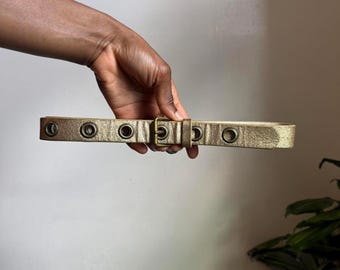 Vintage y2k gold metallic eyelet Grommet belt size XL