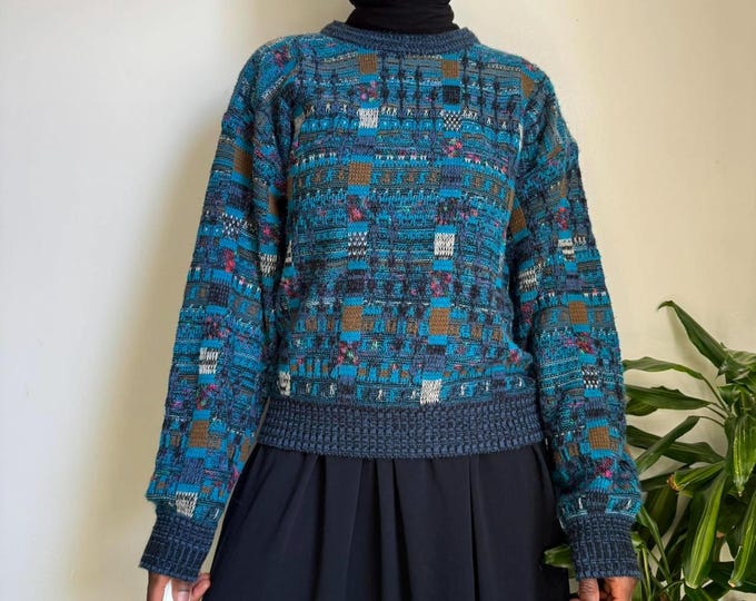 Vintage oversized cozy pullover knit grandpa retro sweater size M
