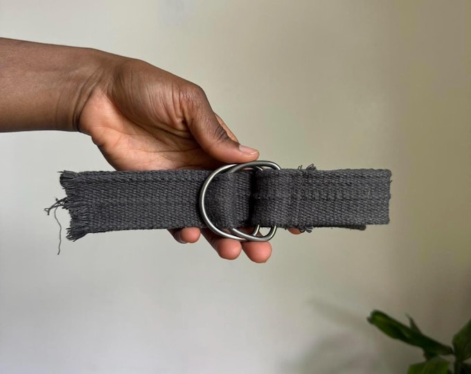 Y2K Woven grey double D-ring skater belt fits like M/L