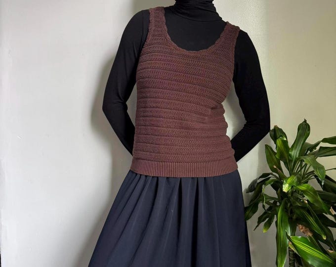 Vintage Loft Boho grunge Brown knit sleeveless top size S