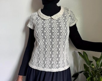 Women's Cream and White Blous