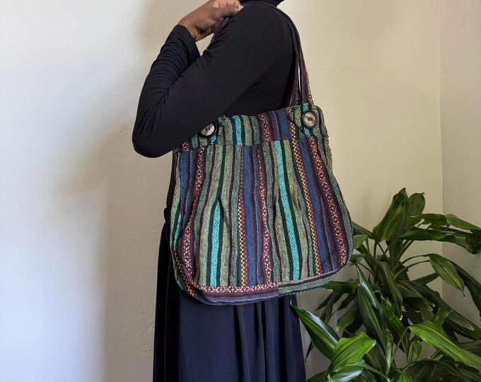 Vintage boho/hippie tote multicolor shoulder bag