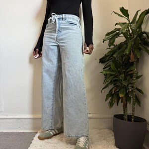 Vintage Style Buffalo Jeans High Rise Wide Leg Denim Tie Waist 28 image 2