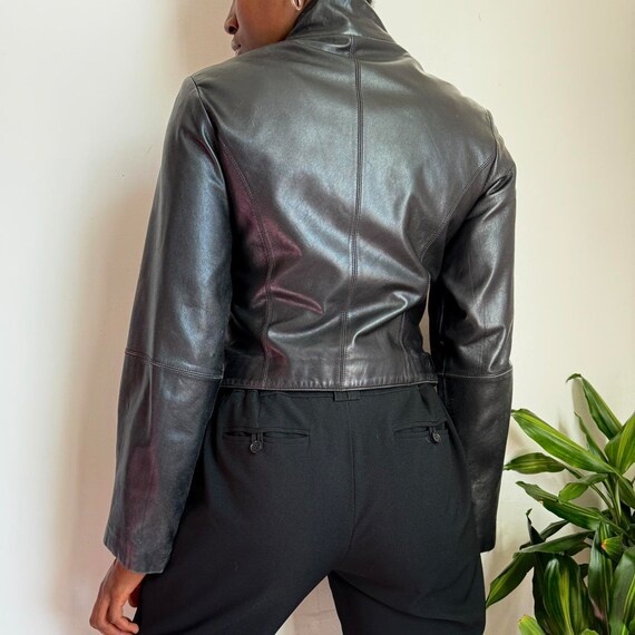 Vintage zip up Leather jacket in black - image 5