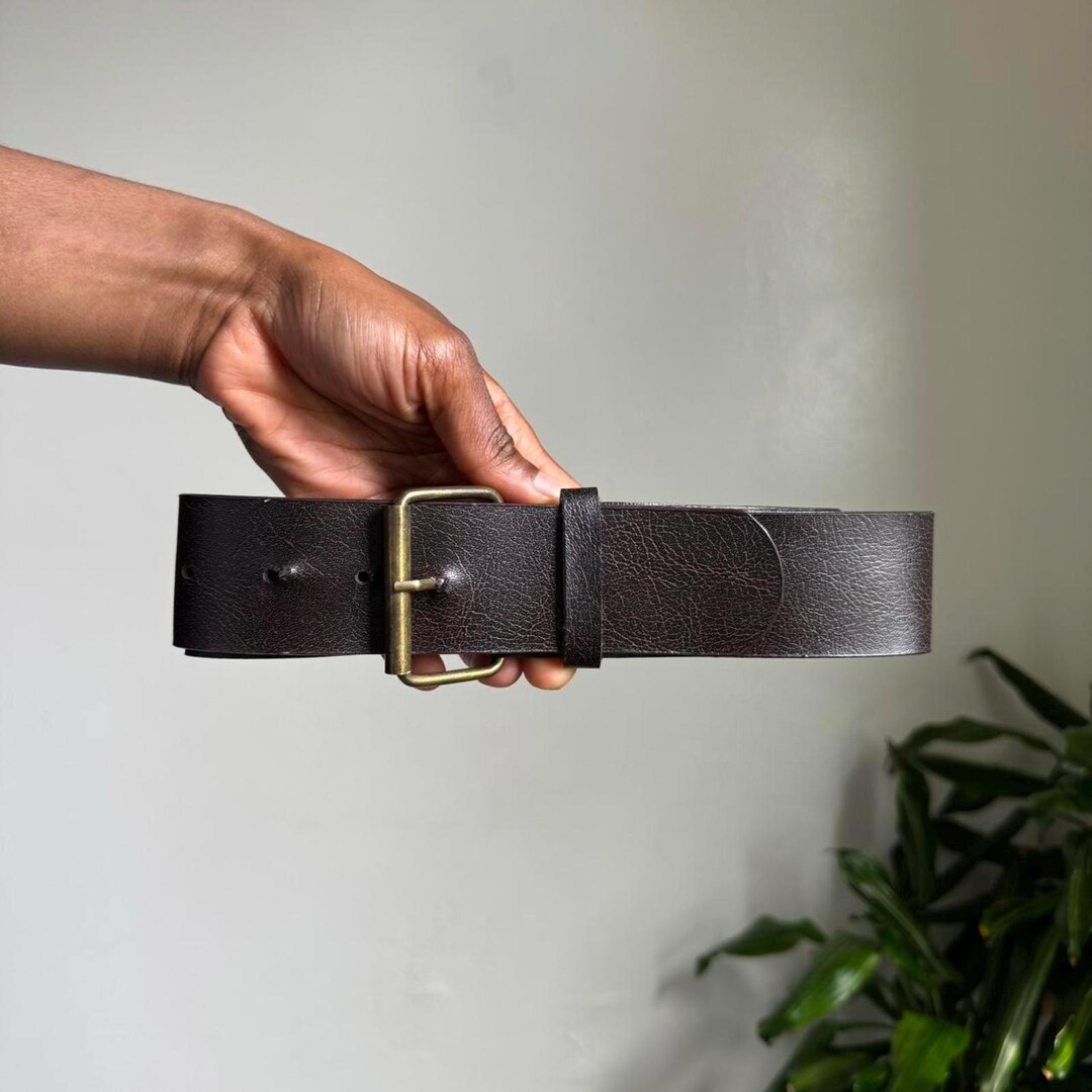 Vintage minimalist Brown genuine leather boho‎ grunge belt size L Vintage Minimalist Brown Genuine Leather Boho Grunge Belt  main image 4