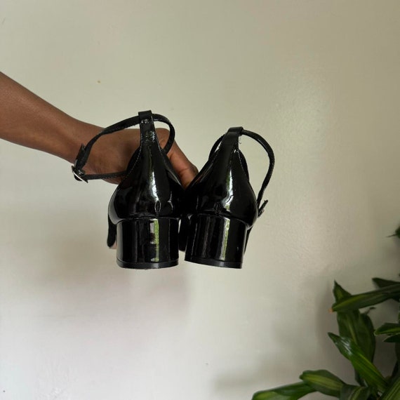 Women black suede ankle-strap block heel pumps Ba… - image 6