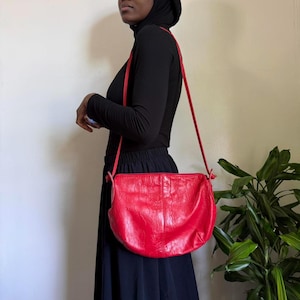 Vintage Cross body/Schulter rote Ledertasche kokett Streetwear