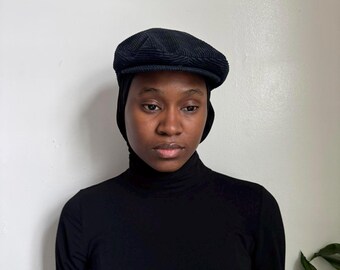 Vintage Black Corduroy News Boy Hat Size M/24 - Etsy