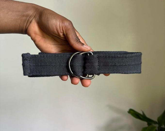 Unisex gray D-ring grunge skater belt streetwear size 36-42