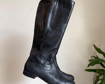 Kenneth Cole Black Leather Knee High Riding Boots women’s US 9