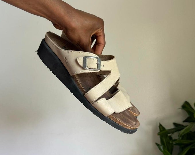 Vintage Strappy top buckles Chunky sole wedge sandals