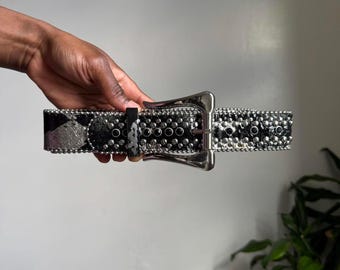 Cinturón de estilo urbano grunge gótico negro Y2K, talla L