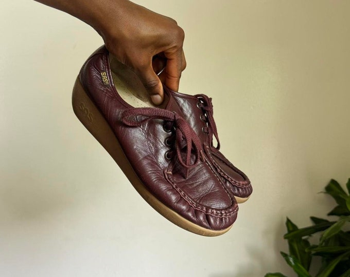 Vintage women genuine handcrafted leather upper lace up oxfords shoes