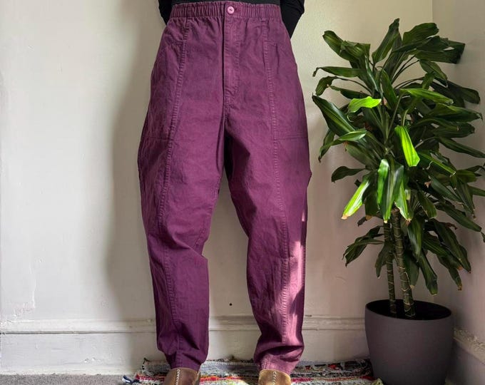 Vintage Mid waist pants relaxed fit straight legs plum hippie earthy size 20W
