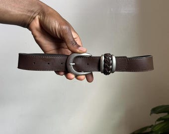 Vintage Chocolate Brown Braided Buckle Belt