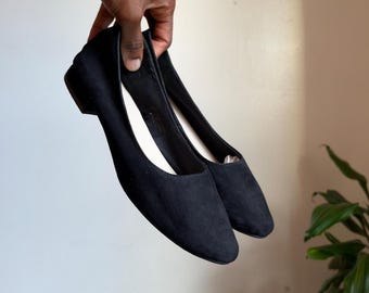 Atmosphere Black Faux Suede Ballet Flats US 6 Minimalist Office Siren Style