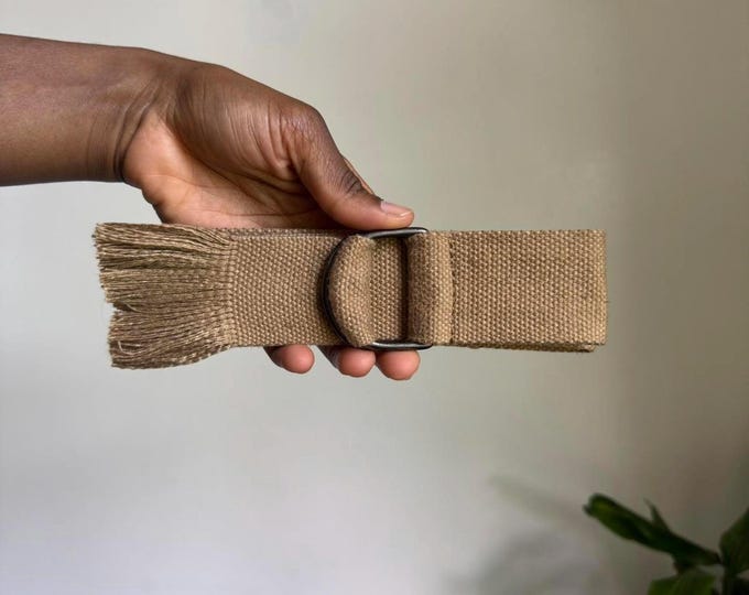 Unisex Woven brown double D-ring skater belt fits like S/M