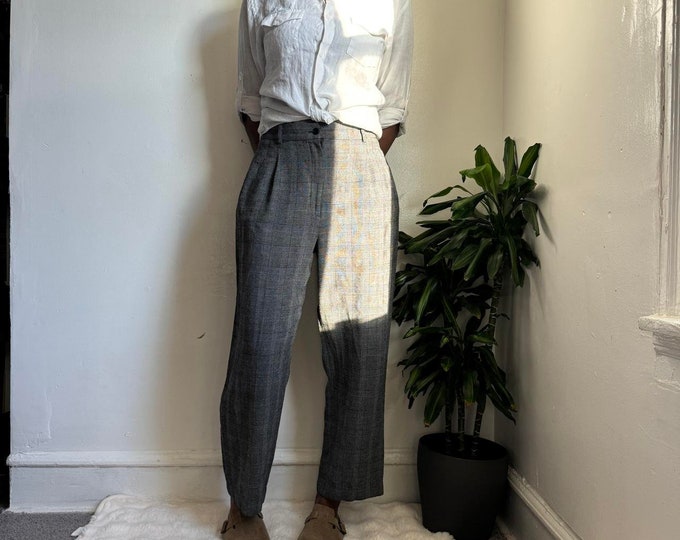 Vintage High waist pleated straight leg relaxed trouser