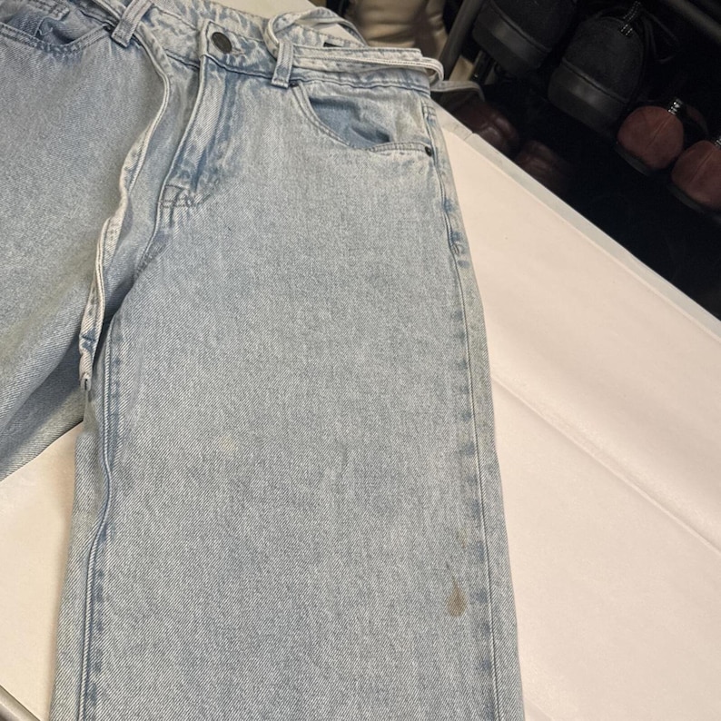 Vintage Style Buffalo Jeans High Rise Wide Leg Denim Tie Waist 28 image 6