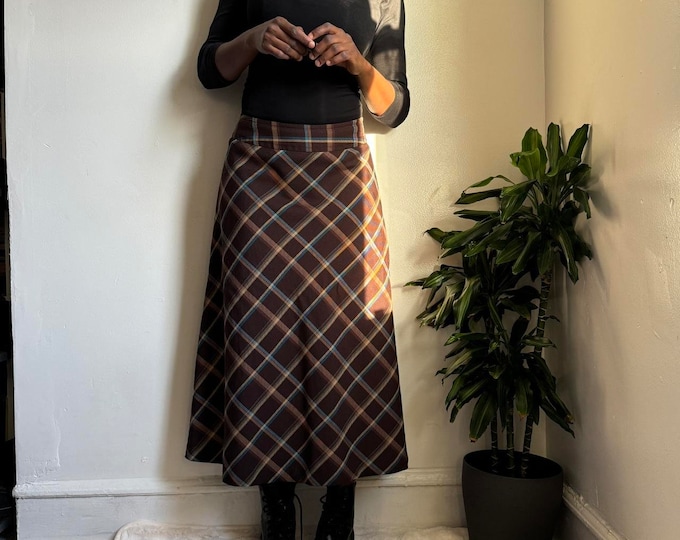 Vintage A line midi Pendleton tartan plaid skirt