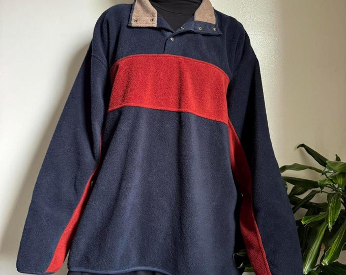 Vintage gorpcore long sleeve quarter button pullover fleece sweater XL