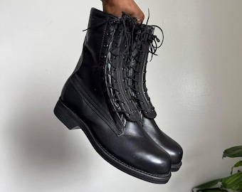 Vintage Dated 1959 GJ (genesco) Combat Army Boots. Cap Toe. 7.5 R