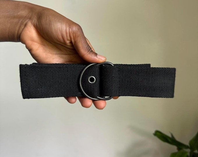 Unisex streetwear black D-ring grunge skater belt fits like one size