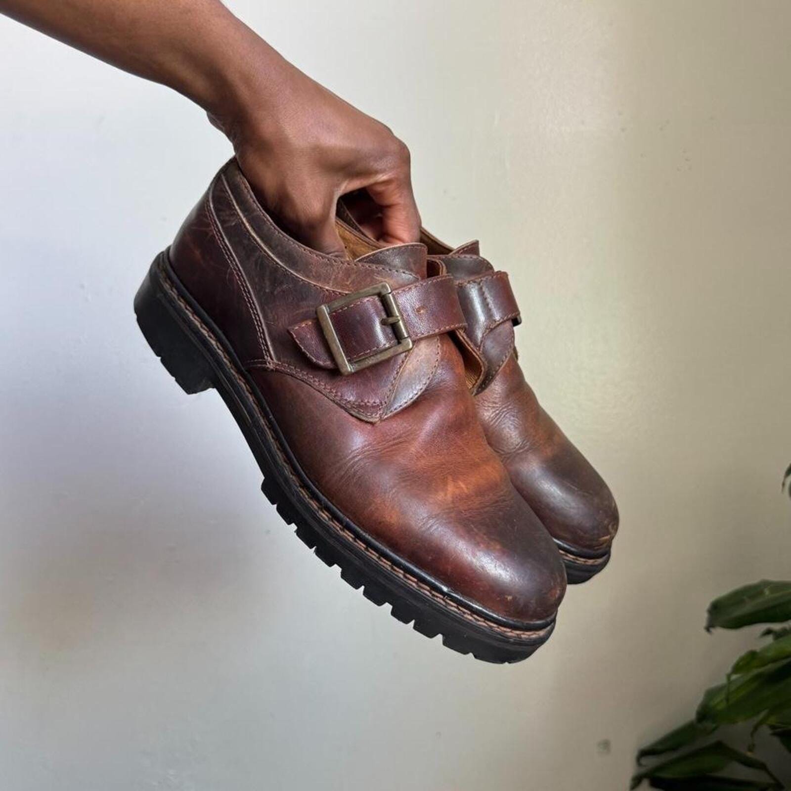 Vintage 90s Chunky Monk Strap loafers – Made in Italy men’s US 8 women’s US 10 The Monk Loafer Black | Platform Buckle Loafer | EITHER/OR  main image 4