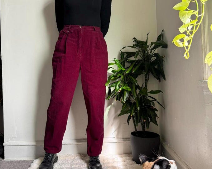 Vintage unisex red streetwear academia preppy tailored corduroy pants size 8