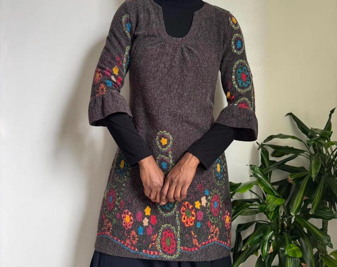 Vintage ruffle sleeves boho hippie  floral dress top