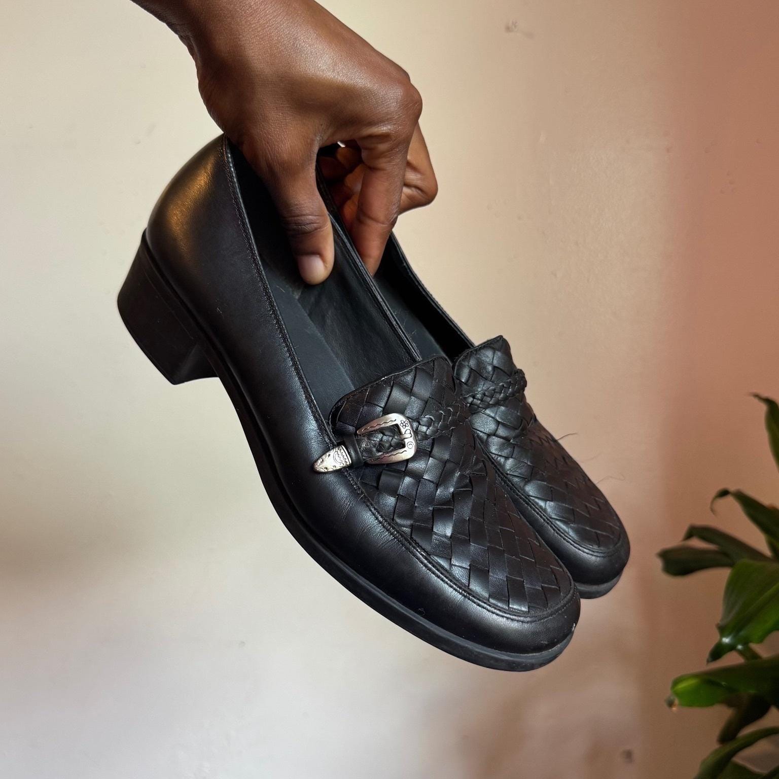 Heeled 90s Black Loafers - Etsy