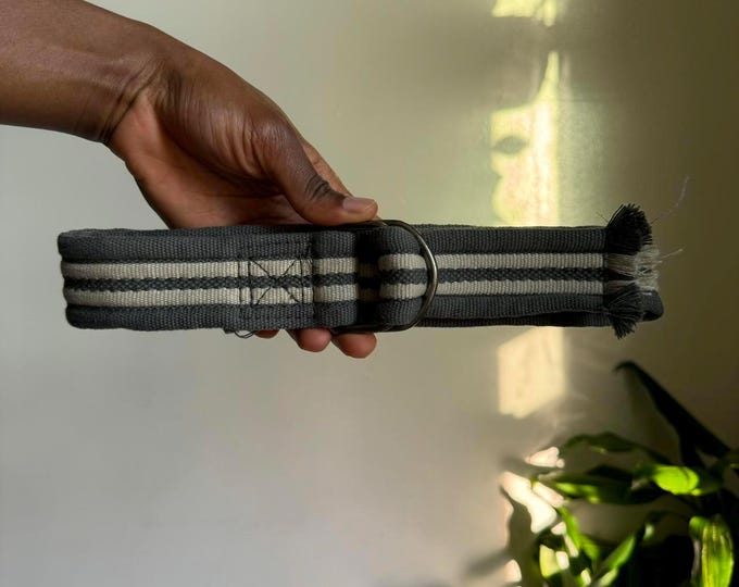Unisex gray D-ring skater belt