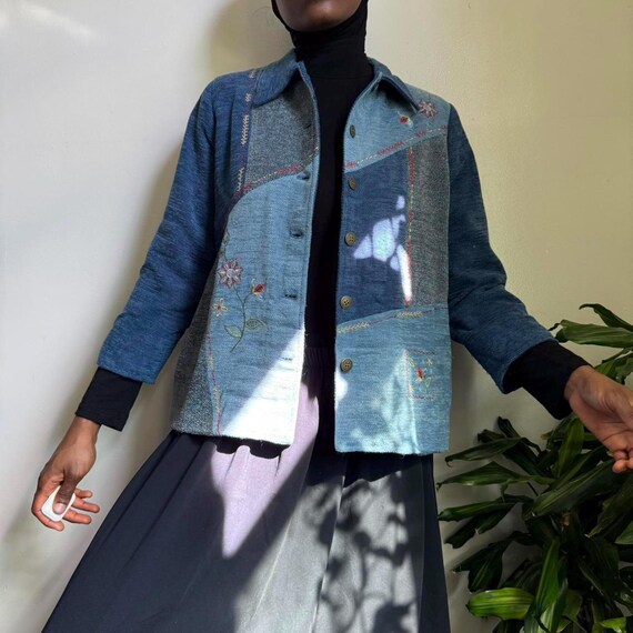 Vintage patchwork button up jacket size 14P - image 3