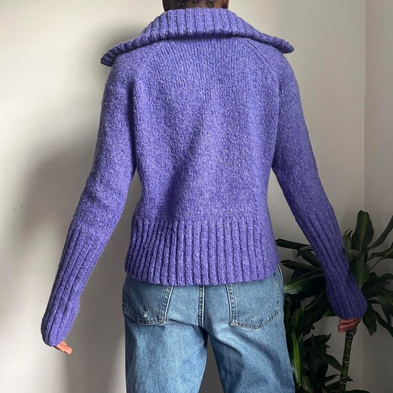 Purple button down knit cardigan collard sweater - image 8