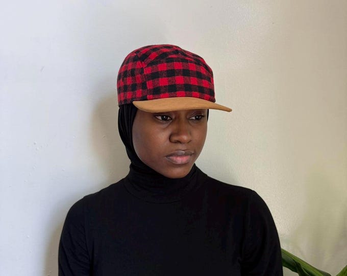 Vintage streetwear plaid adjustable cap One size