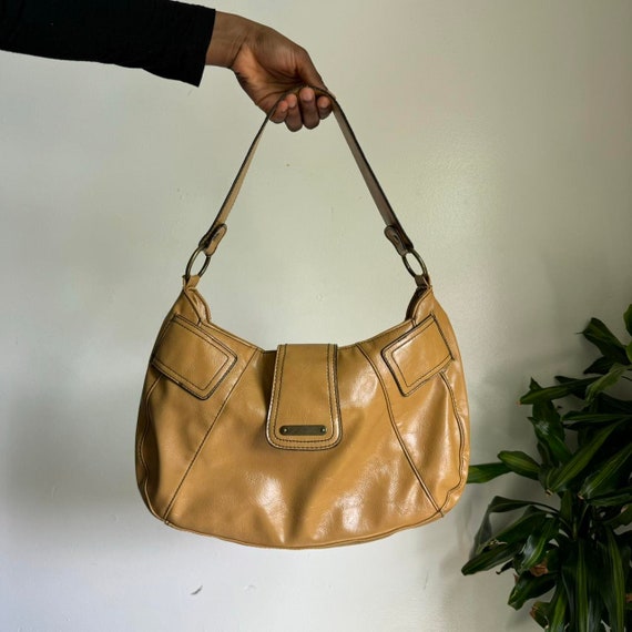 Vintage leather tan tote shoulder bag - image 1