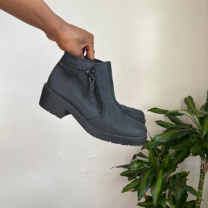 Chunky sole black ankle boots.