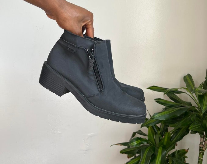 Chunky sole black ankle boots.