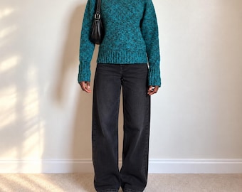 90s Woolrich Teal Blue Wool Knit Sweater size M