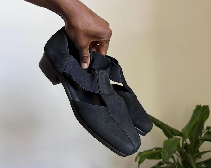Vintage AirSpee Women black loafer leather shoes Size 9 grunge preppy academia