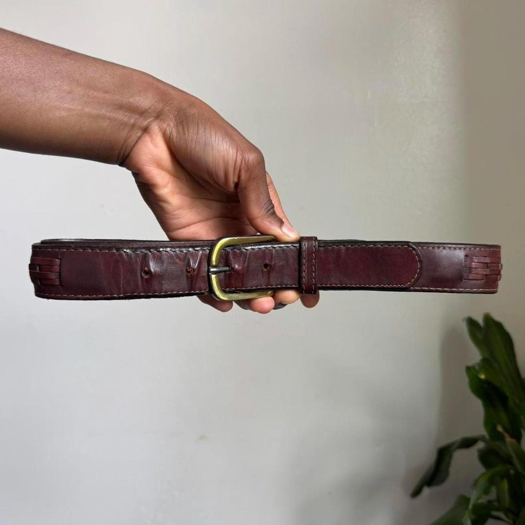 Vintage Boho Grunge Brown Braided Leather Belt - Etsy display picture 2