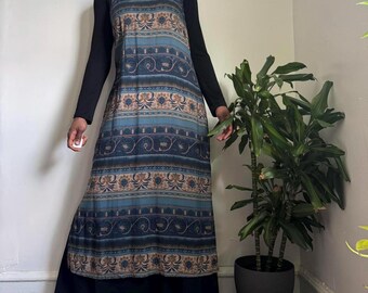 Vintage boho maxi dress with floral pattern size 16
