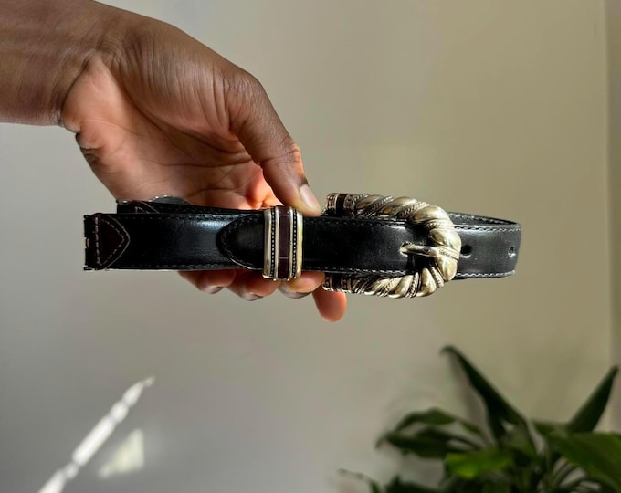 Vintage Leather Croco Grungewester Mini belt Size 28