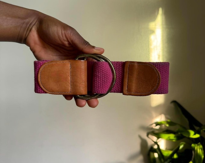 Vintage Woven leather double D-ring belt Size M/L