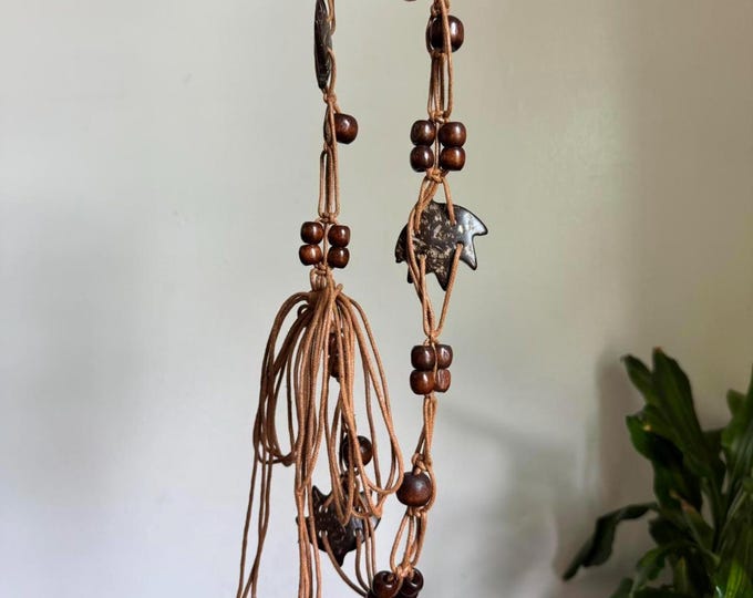 Vintage boho fairy wooded beads & floral waist belt