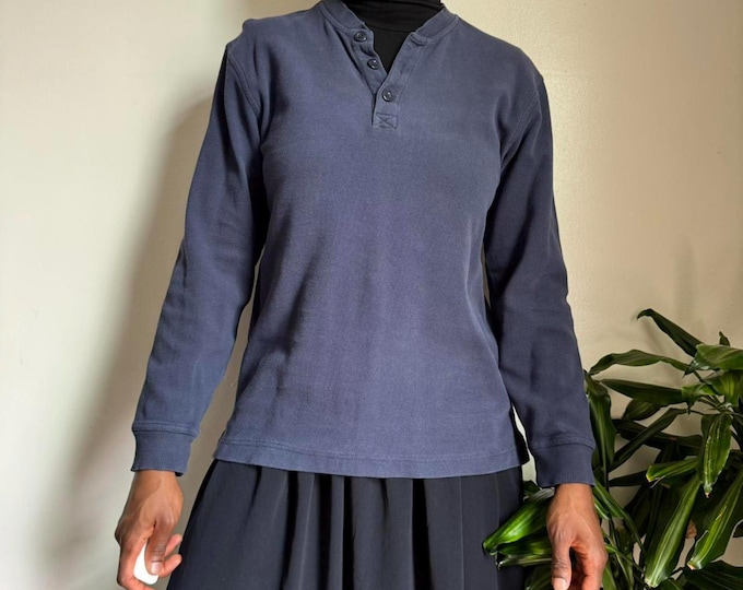 Vintage long sleeve quarter button pullover gorpcore faded sweater M